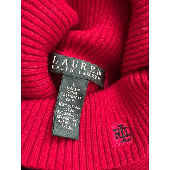 Ralph Lauren cotton color block ribbed turtleneck red black large - Picture 7 of 7